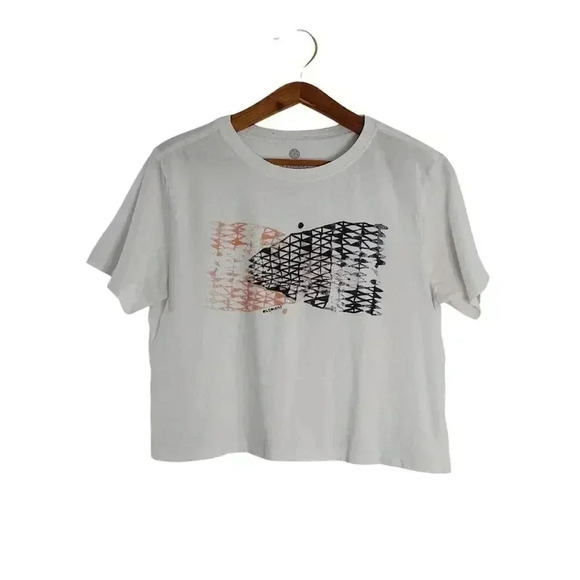 Element White Pink Blue Geometric Crop Top Women's Size L Summer Beach Surf - Picture 1 of 4